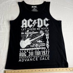 AC/DC Tank Top Women Size M Black Crew Neck Summer USA Tour Graphic Cotton Blend